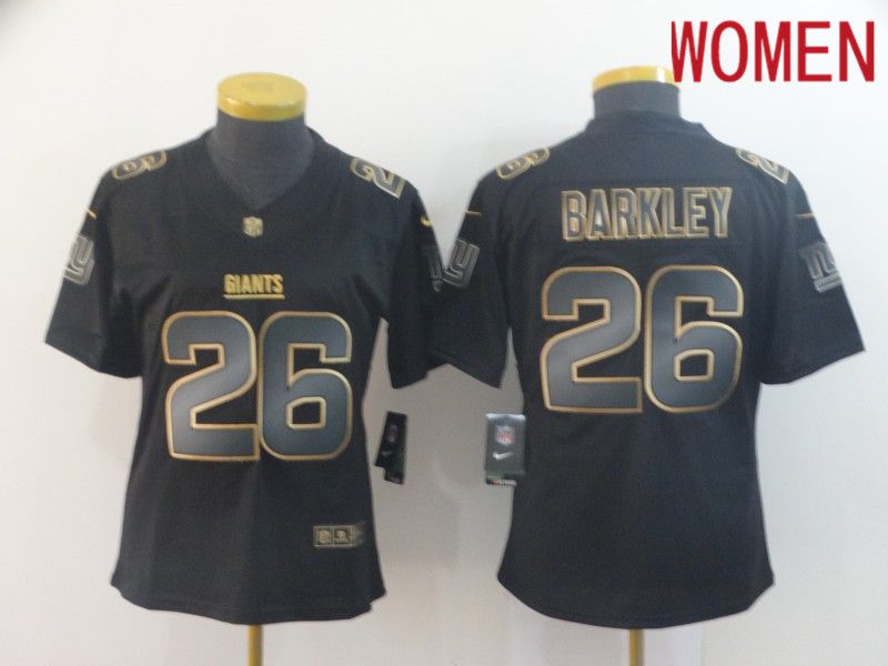 Women New York Giants #26 Barkley Nike Vapor Limited Black Golden NFL Jerseys->women nfl jersey->Women Jersey